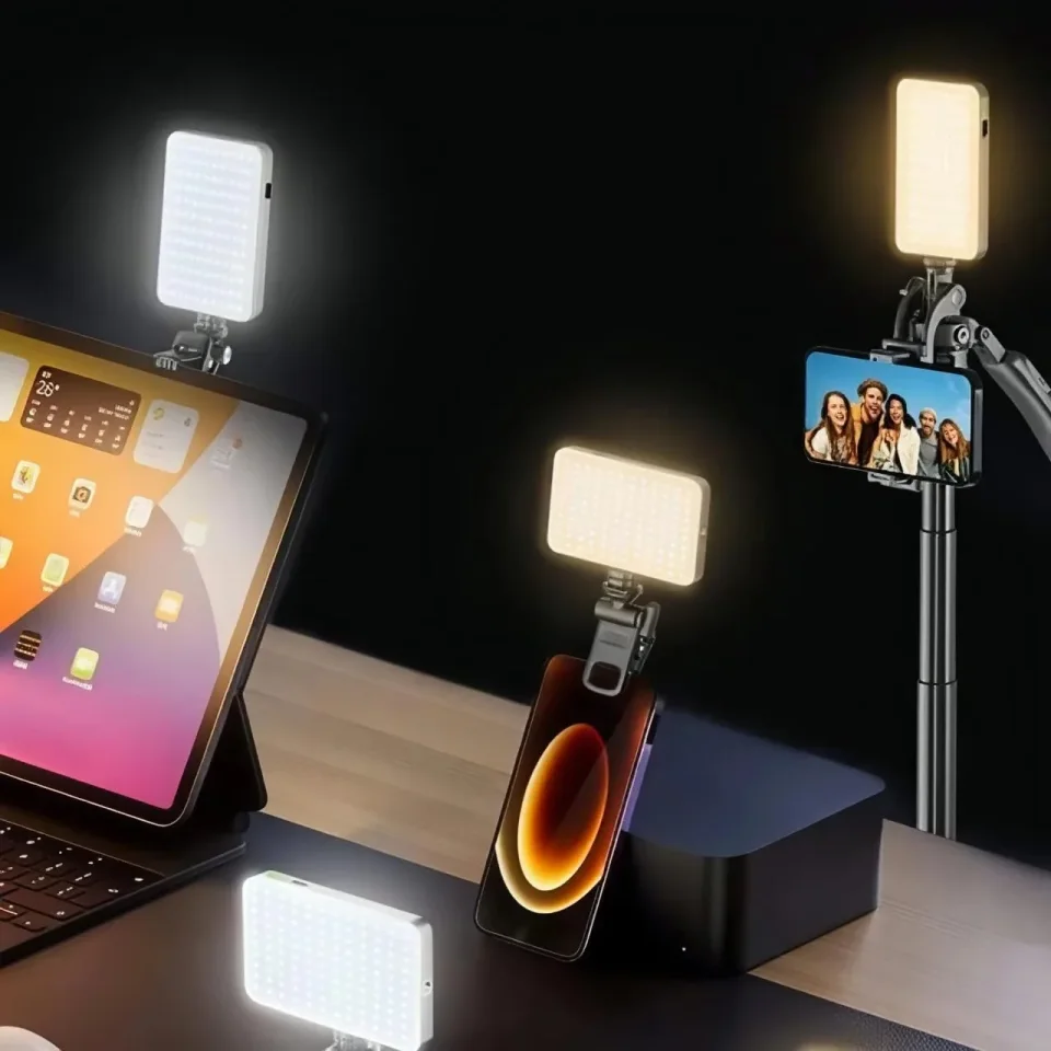 ضوء فيديو D10 LED – 120 مصباح، محمول، قابل للشحن، على الكاميرا