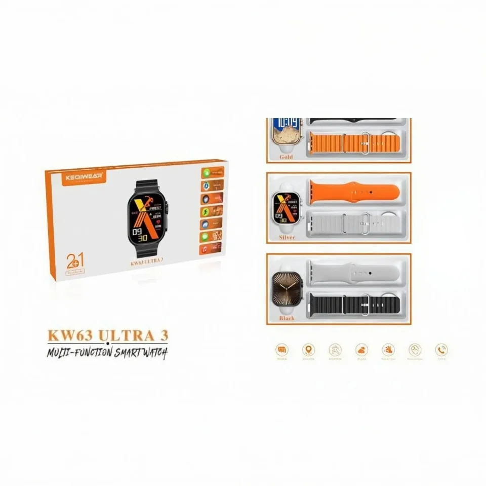 ساعة ذكية Keqiwear KW63 Ultra 3 – تتبع الصحة واللياقة