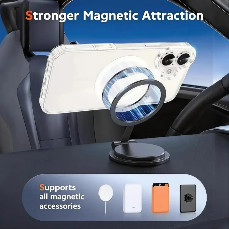 غطاء شفاف لهاتف iPhone 17 مع حماية ضد الصدمات ودعم MagSafe