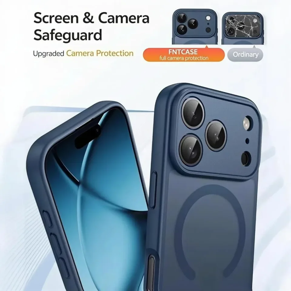 غطاء iPhone 17 Pro شفاف مع حماية كاميرا وماغسيف