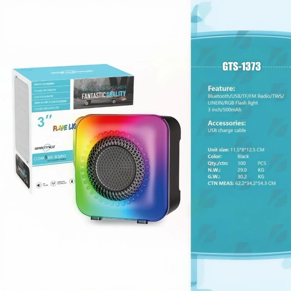 مكبر صوت بلوتوث GTS-1373 – صوت واضح مع إضاءة LED