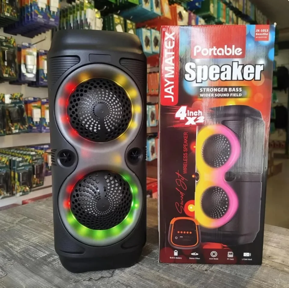 مكبر صوت بلوتوث Jaymatex 1013 – صوت قوي مع إضاءة LED