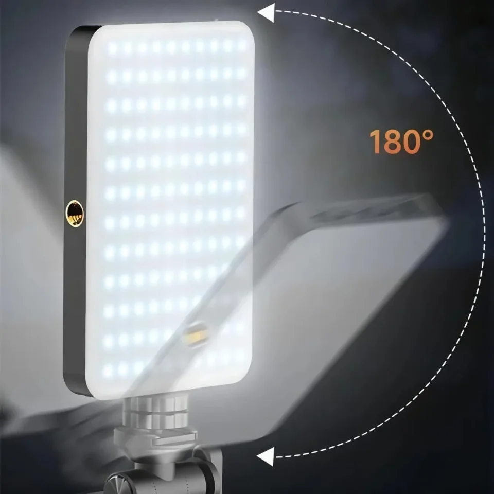 ضوء فيديو D10 LED – 120 مصباح، محمول، قابل للشحن، على الكاميرا