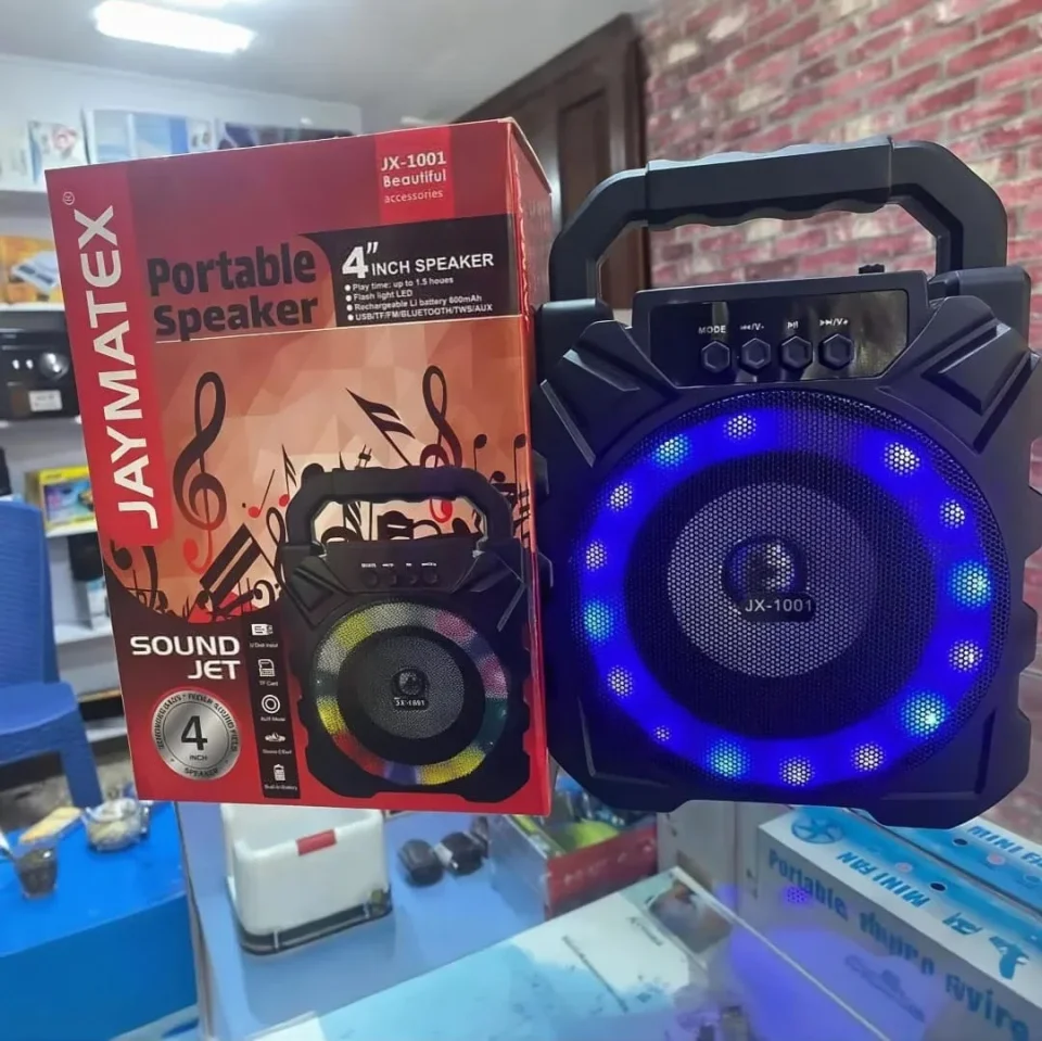 مكبر صوت بلوتوث Jaymatex 1001 – صوت واضح مع إضاءة LED