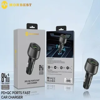 شاحن سيارة فائق السرعة MORBEST C85CCA بقدرة 84 واط وثلاثة منافذ (2PD + QC)