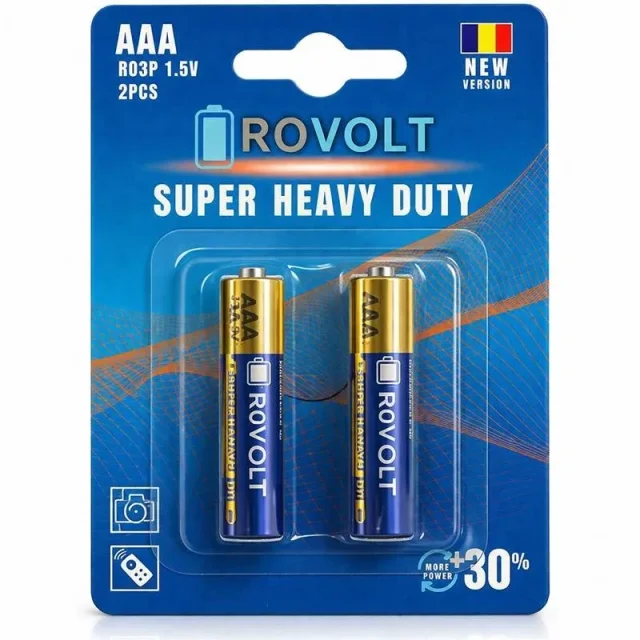 بطاريات ROVOLT AAA موديل R03P 1.5V – عبوة 2 قطع