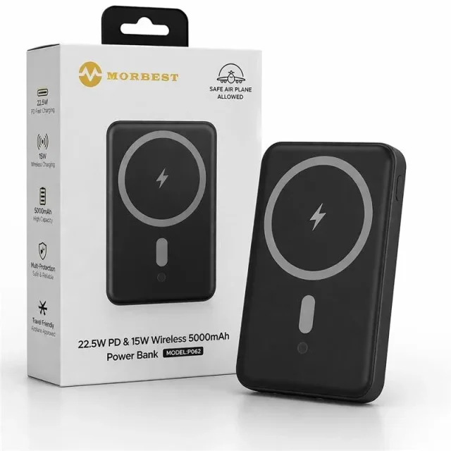 باور بانك لاسلكي مغناطيسي موربست P062 سعة 5000mAh – شحن سريع 22.5W