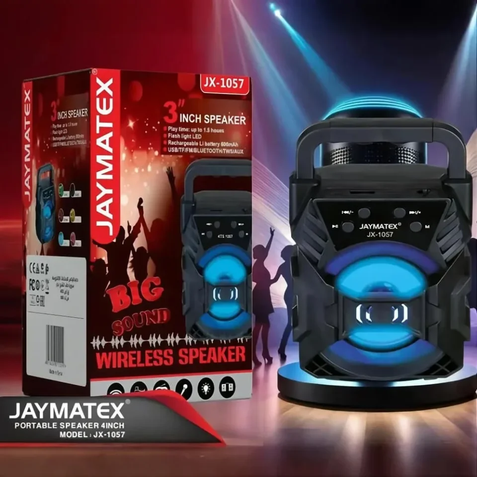 مكبر صوت بلوتوث وطني ملون Jaymatex 1057 – صوت واضح مع إضاءة LED