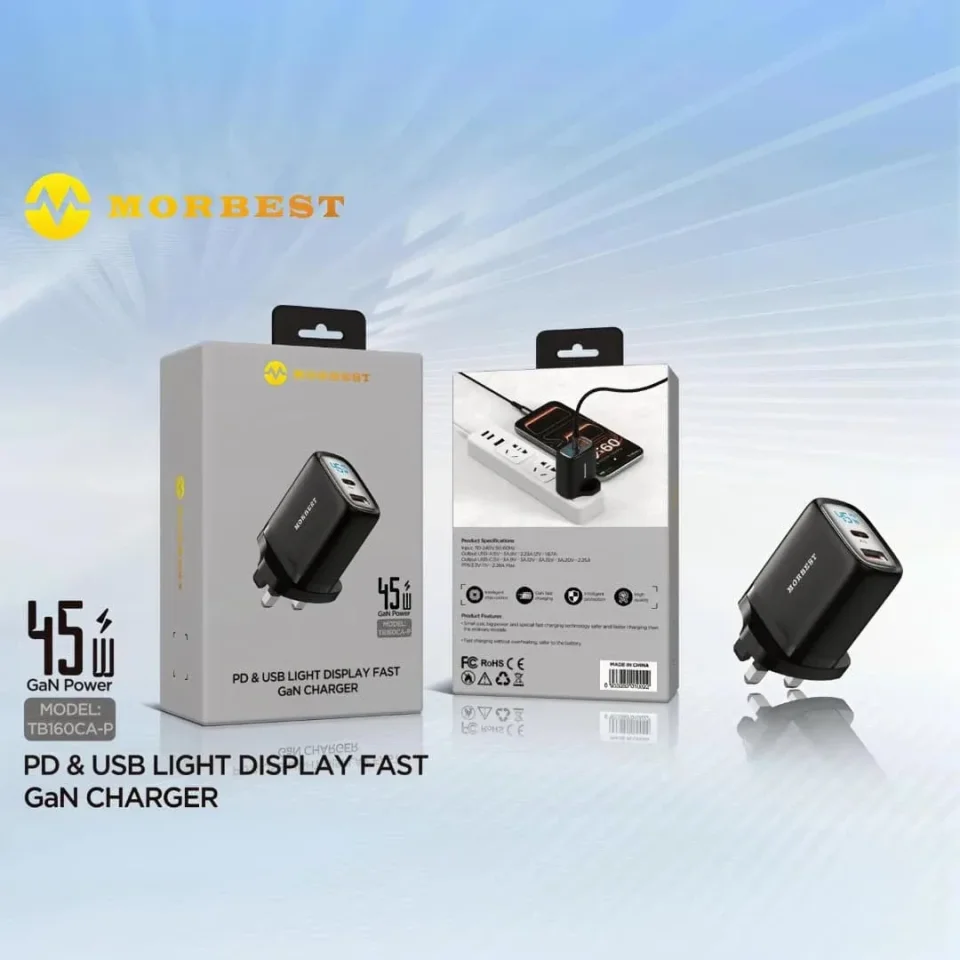شاحن سريع 45 واط MORBEST موديل TB160CA-P