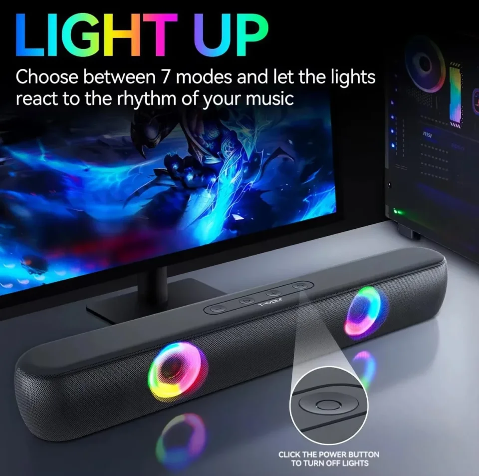 سبيكر بلوتوث مكتبي T-WOLF BT320 بإضاءة RGB