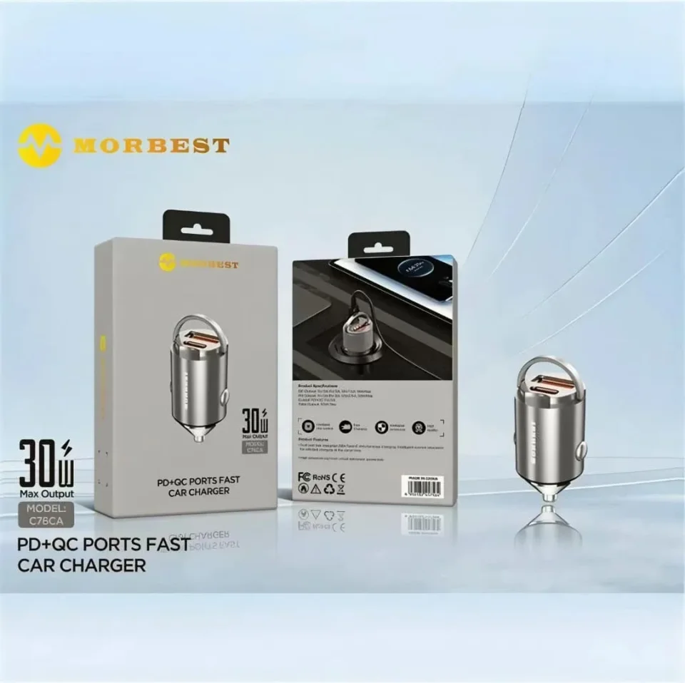 شاحن سيارة سريع متعدد المنافذ 30 واط MORBEST موديل C76CA