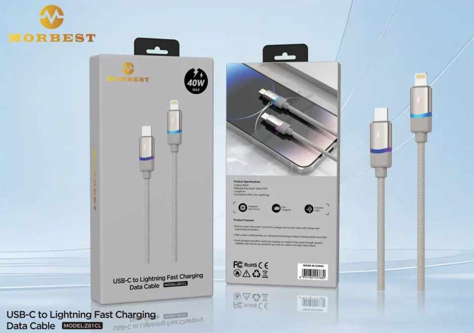 كابل شحن سريع موربست Z81CL بقوة 40 واط – USB-C إلى Lightning مع نقل بيانات