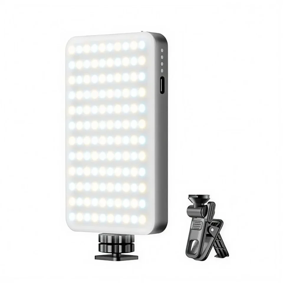 ضوء فيديو D10 LED – 120 مصباح، محمول، قابل للشحن، على الكاميرا