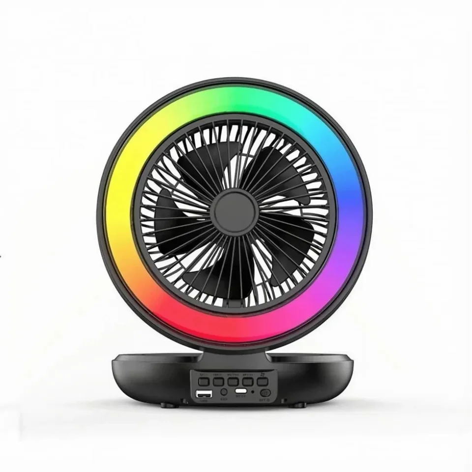 مكبر صوت بلوتوث لاسلكي ZQS1457 مع مروحة قابلة للطي وإضاءة RGB