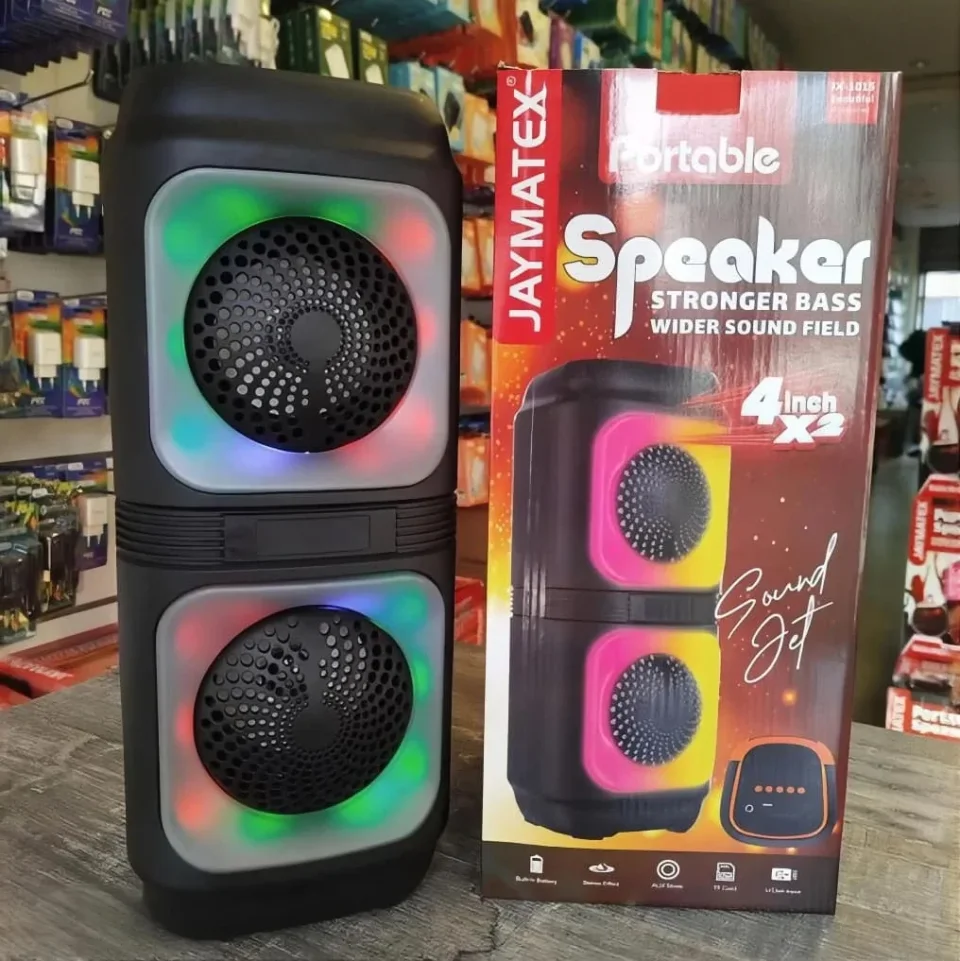 مكبر صوت بلوتوث Jaymatex 1015 – صوت قوي مع إضاءة LED
