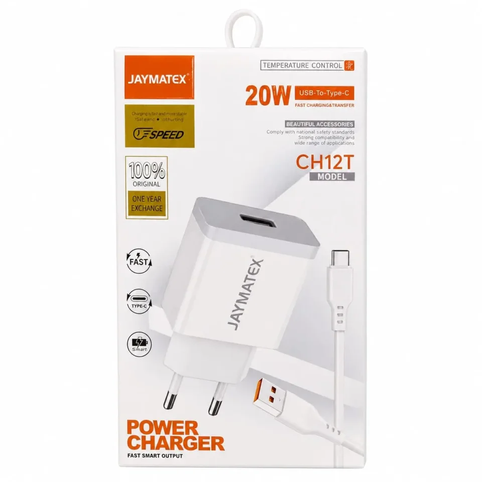 شاحن موبايل CH12T – 20 واط مع وصلة Type-C