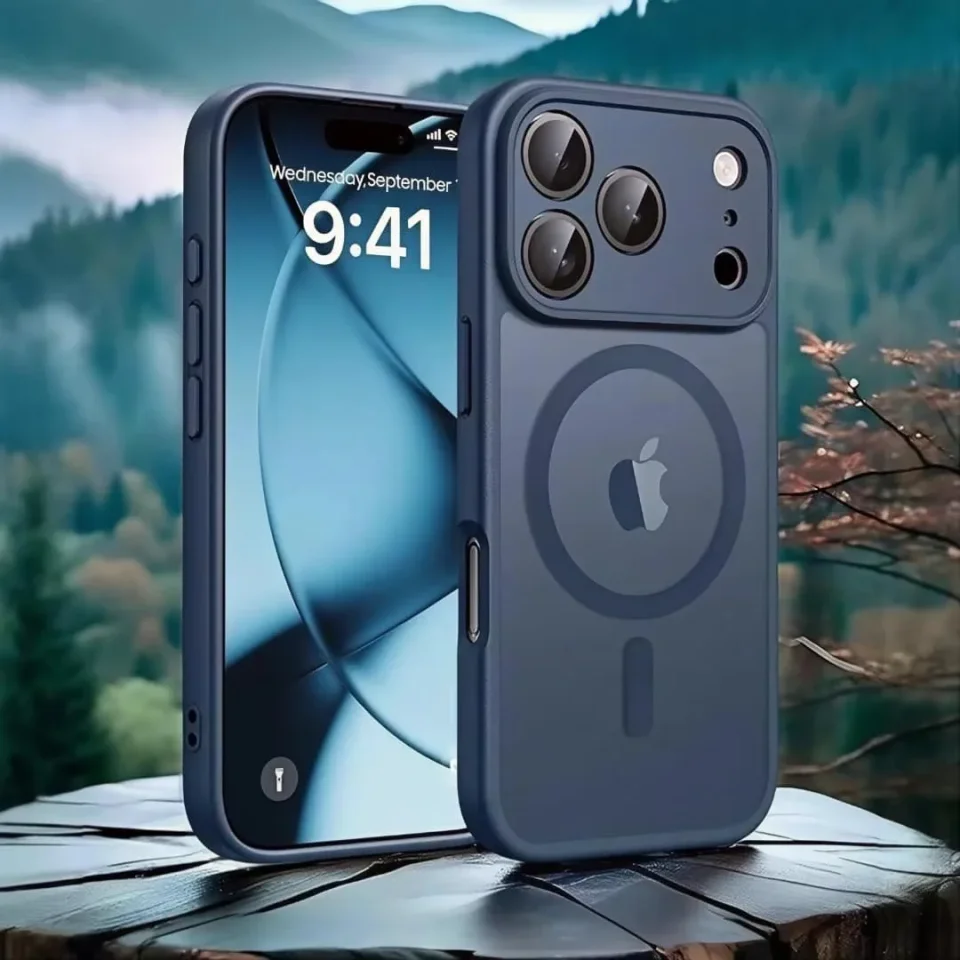 غطاء iPhone 17 Pro شفاف مع حماية كاميرا وماغسيف