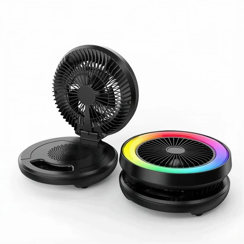 مكبر صوت بلوتوث لاسلكي ZQS1457 مع مروحة قابلة للطي وإضاءة RGB