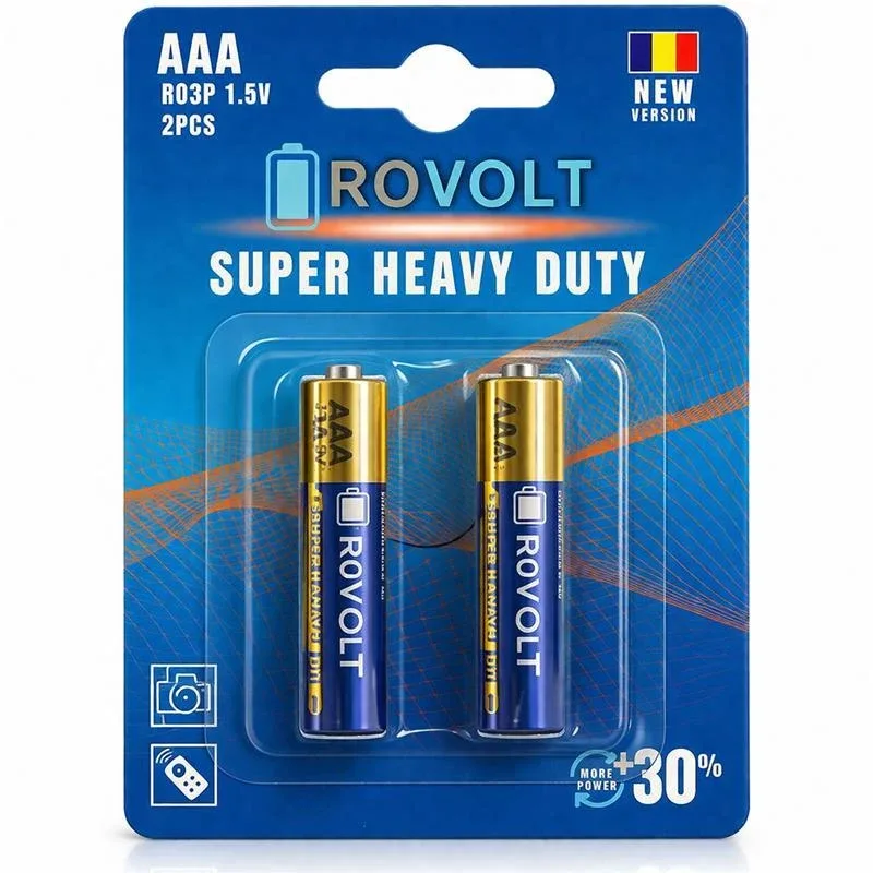 بطاريات ROVOLT AAA موديل R03P 1.5V – عبوة 2 قطع